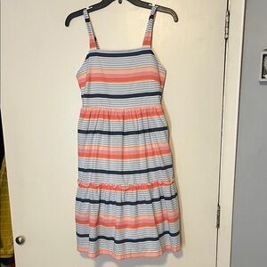Women’s Striped Summer Dress - Coral, Navy & White